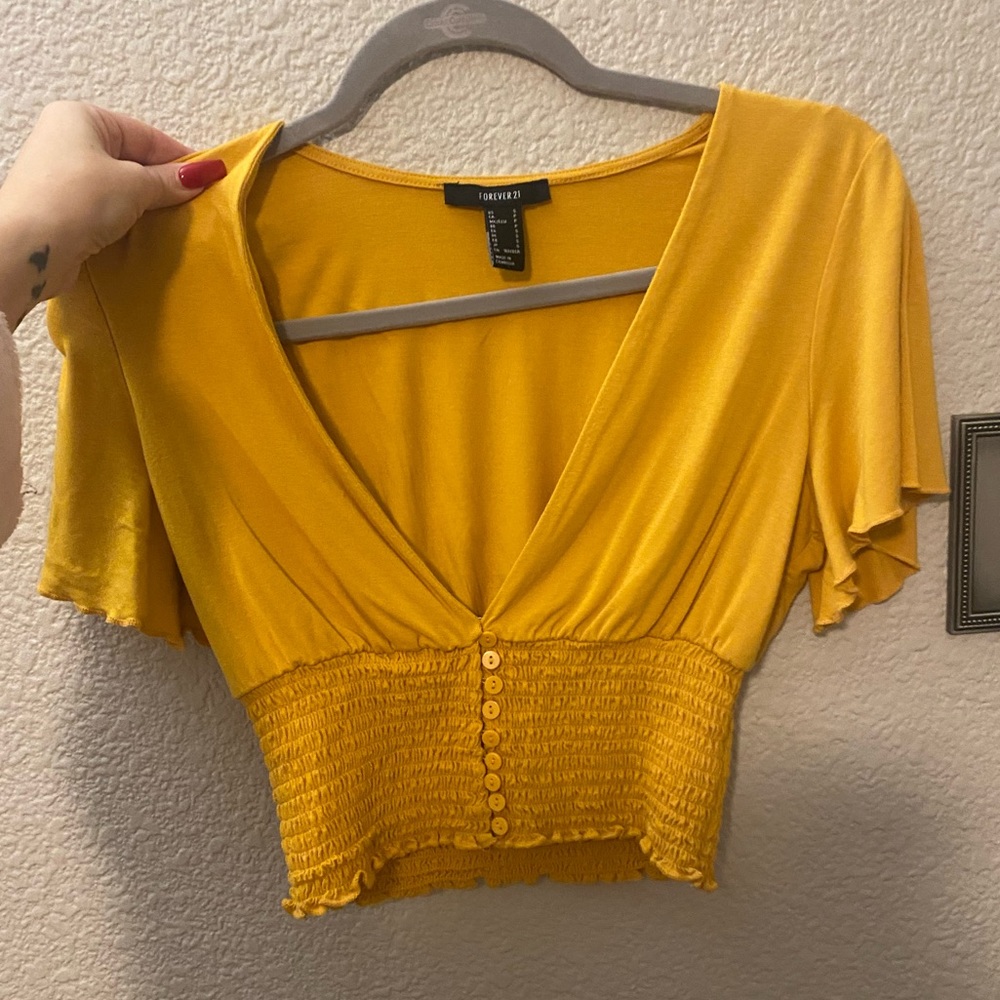 Yellow forever 21 crop top